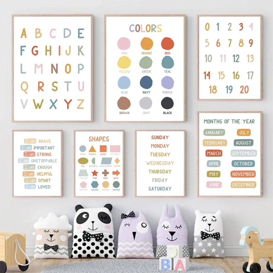 Kids Education Alphabet Numbers - 영어 교육 포스터 알파벳 숫자 색상