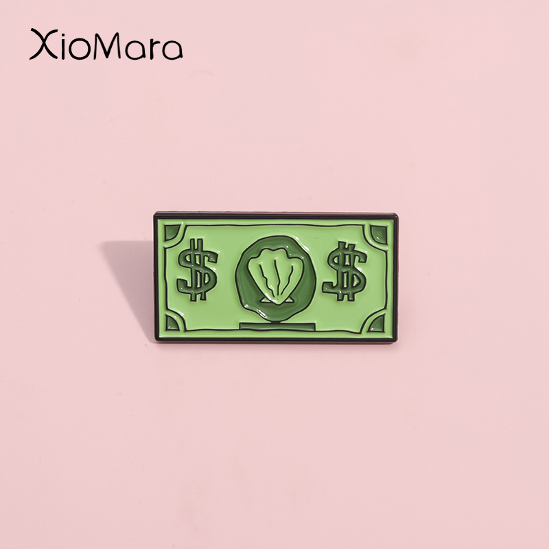 Kids Education Money - 녹색 USD 기호 에나멜 핀 사용자