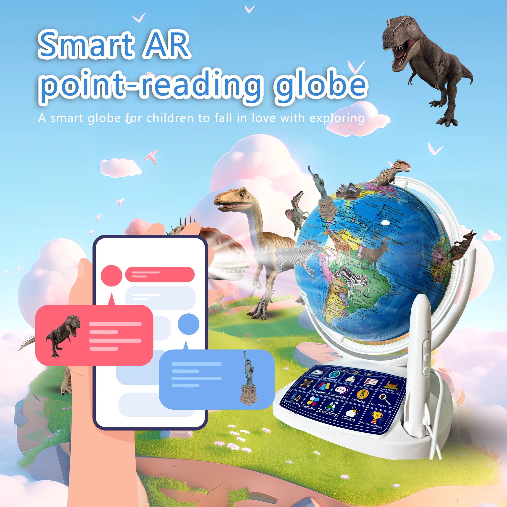 Educational Globe For Kids - AR 인터랙티브 스마트 지구본, 어린이용 3D