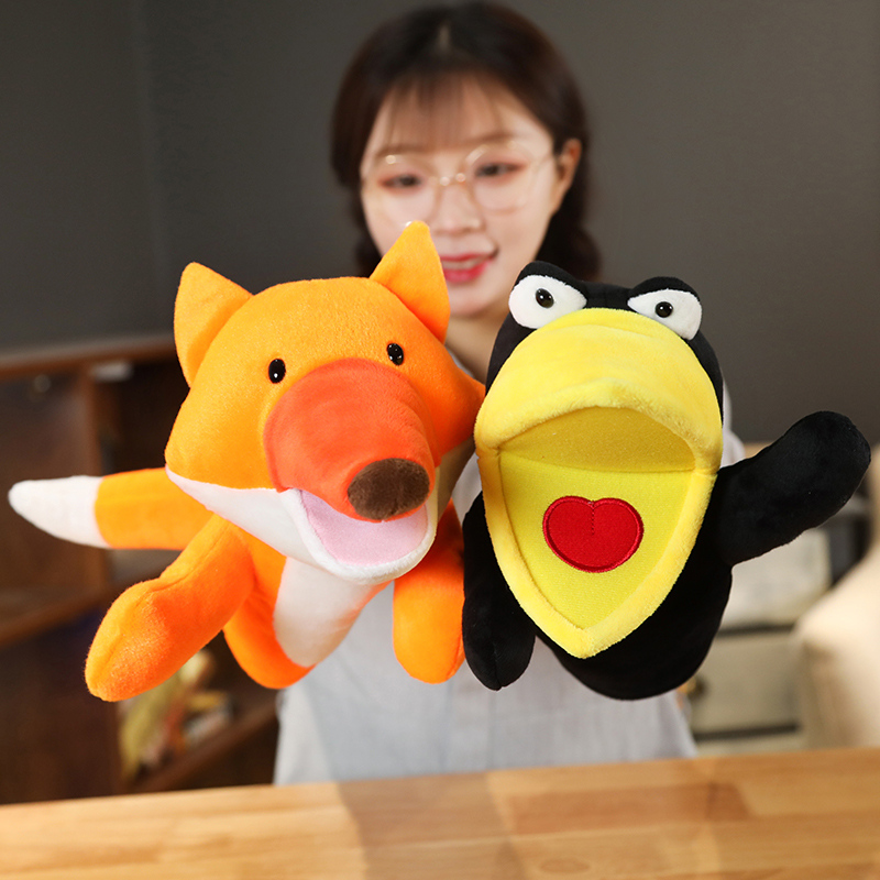 25cm 여우 까마귀 아기 손 인형 플러시 장난감 만화 - Kids Education Story 리뷰 및 가격