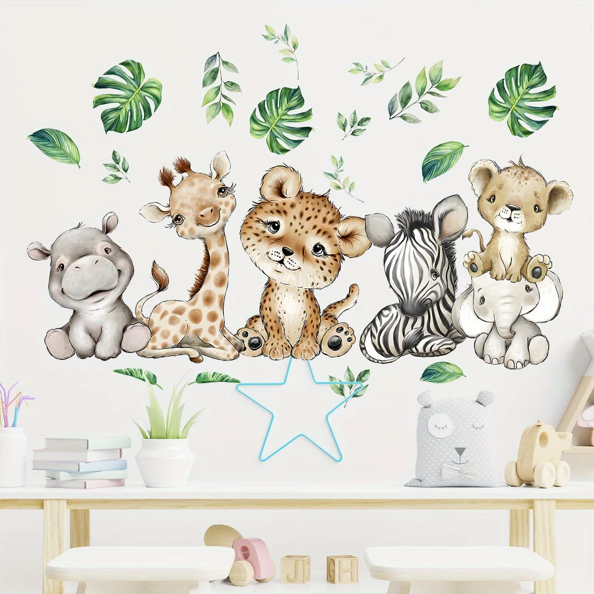 1PC 만화 귀여운 하마 호랑이 코끼리 사슴 나무 동물 - Kids Education Quotes 리뷰 및 가격