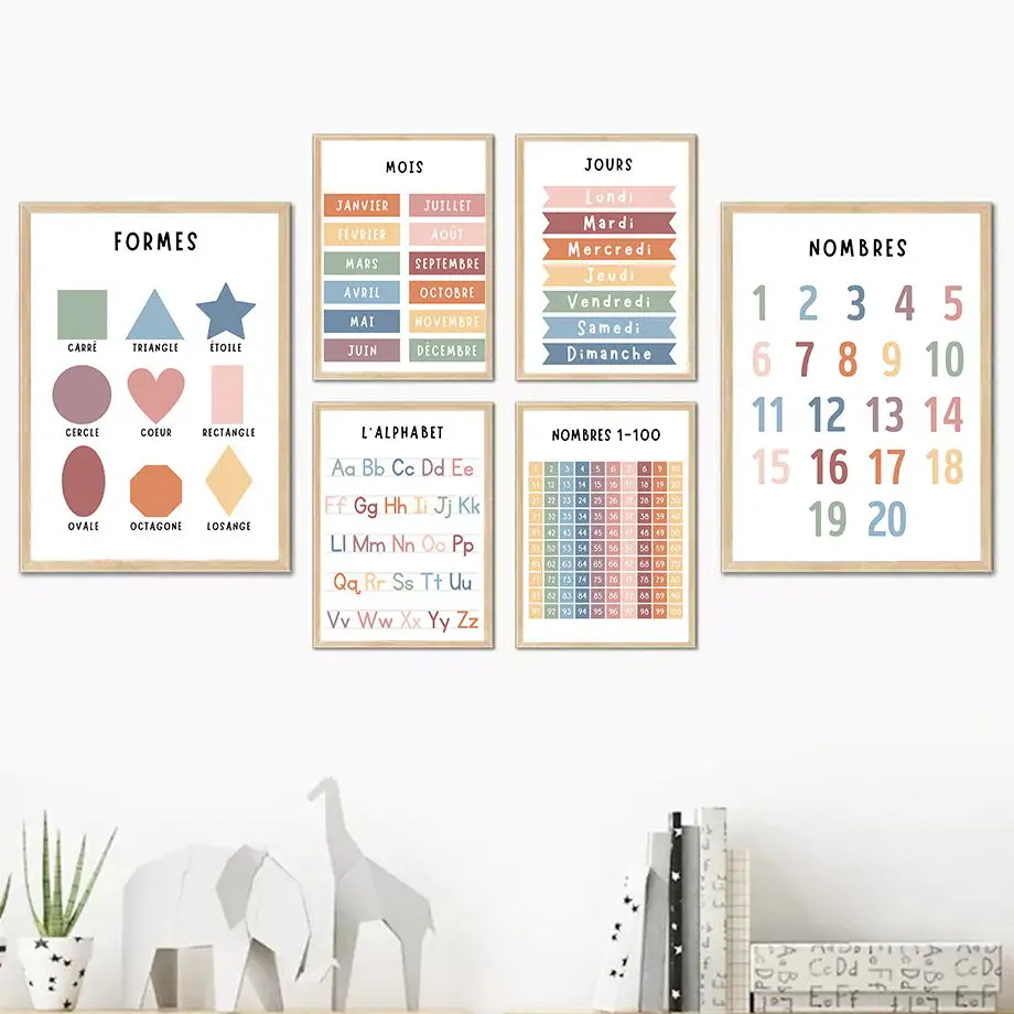 영어 프랑스어 숫자 알파벳 모양 캔버스 그림, 날씨 교 - Kids Education Alphabet Numbers 리뷰 및 가격