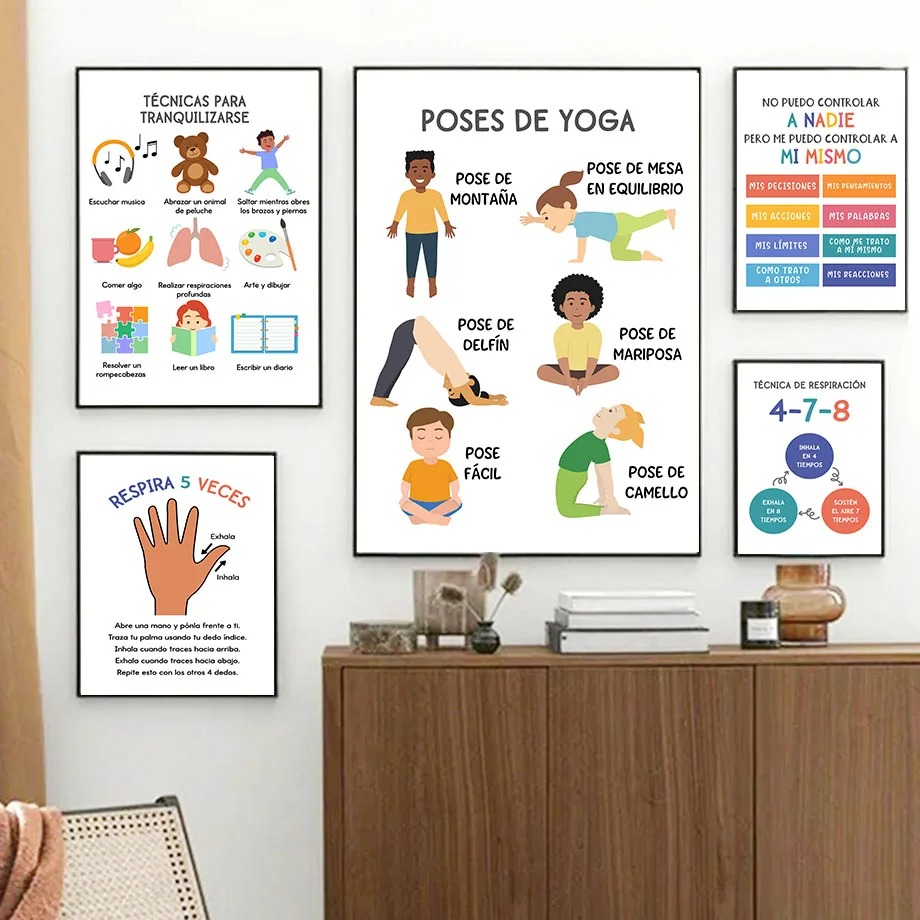 스페인어 어린이 교육 감정 요가 날씨 보육원 포스터 북 - Kids Yoga Education 리뷰 및 가격