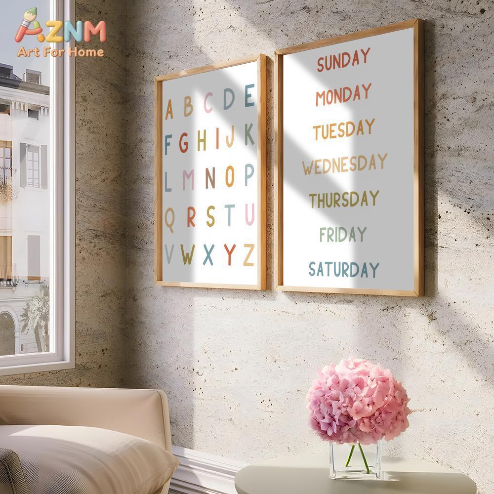 AZNM 교육용 알파벳 숫자 프레임리스 캔버스 벽 예술 - Kids Education Alphabet Numbers 리뷰 및 가격