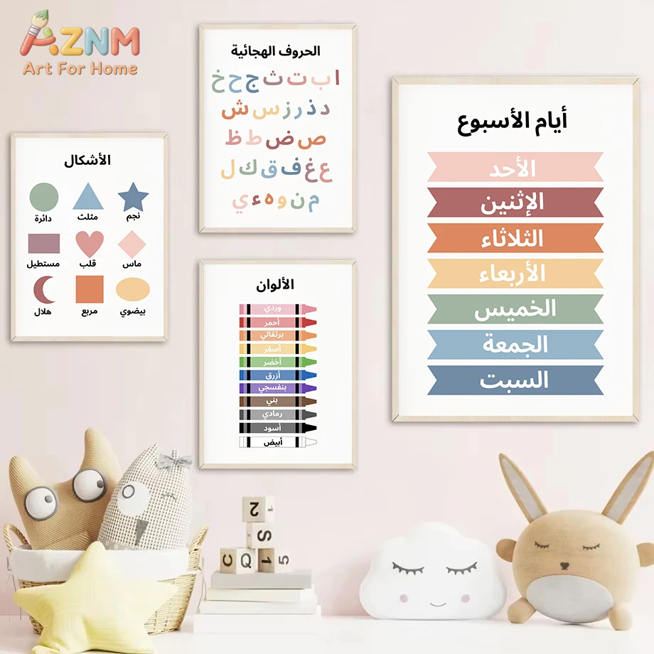 AZNM 아랍어 교육용 어린이 캔버스 벽 예술, 알파벳 - Kids Education Alphabet Numbers 리뷰 및 가격