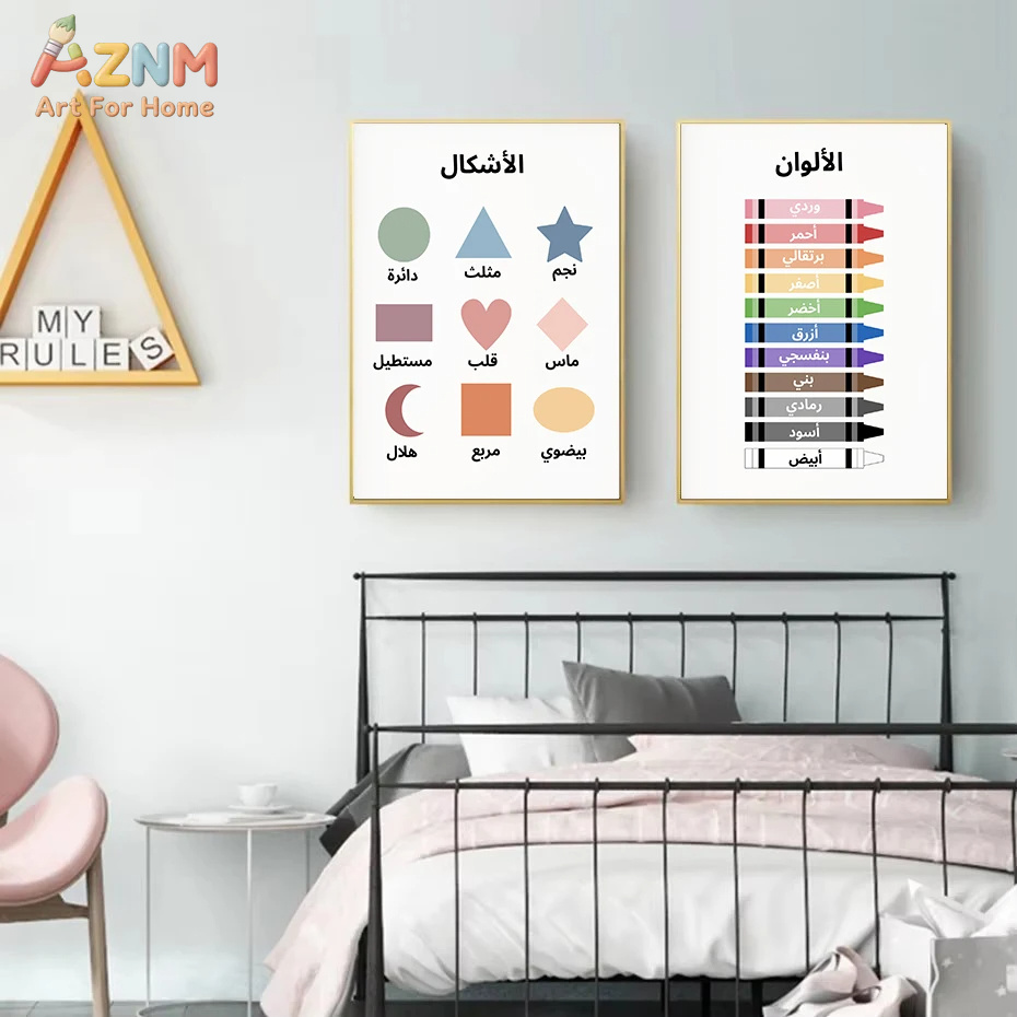 AZNM 아랍어 교육용 어린이 캔버스 벽 예술, 알파벳 - Kids Education Alphabet Numbers 리뷰 및 가격