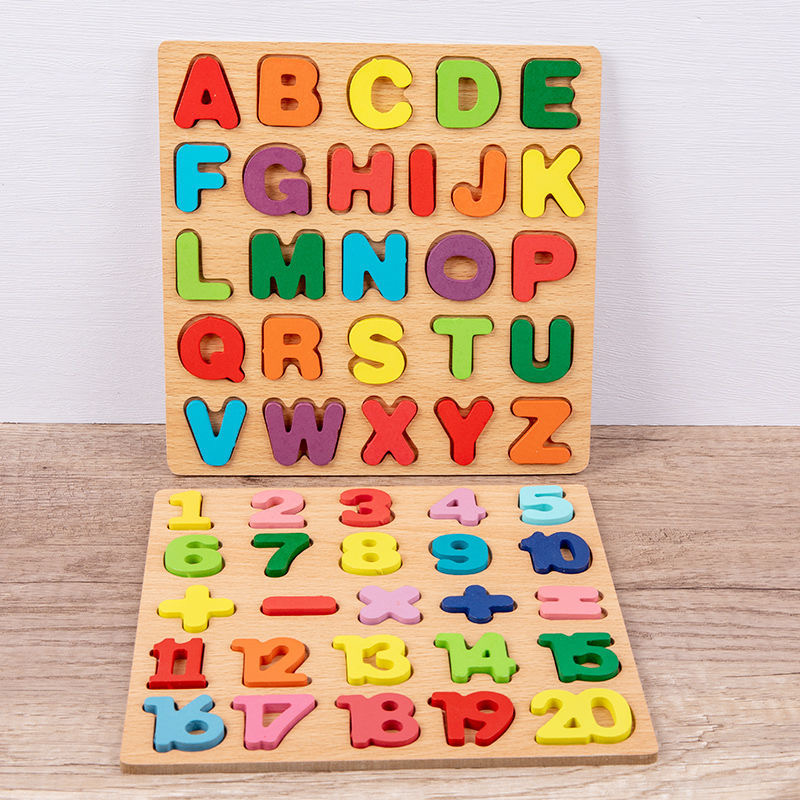 나무 알파벳 퍼즐 보드 숫자 나무 퍼즐 유아용 교육용  - Kids Education Alphabet Numbers 리뷰 및 가격