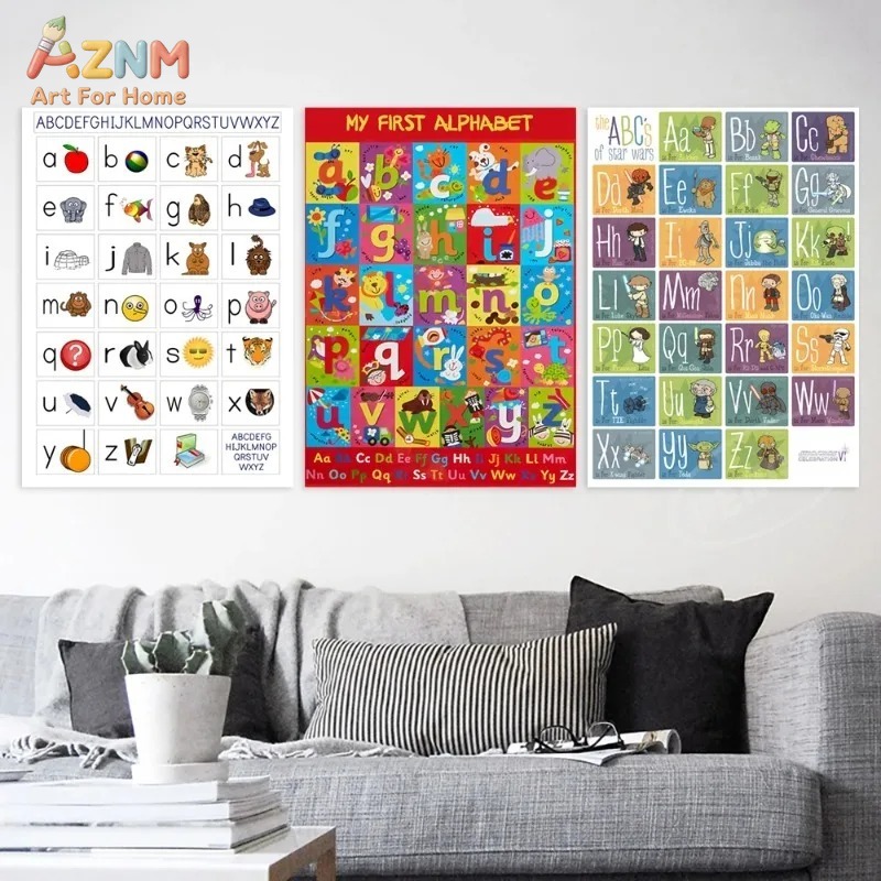 AZNM 프레임리스 캔버스 포스터 어린이 알파벳 교육용 - Kids Yoga Education 리뷰 및 가격