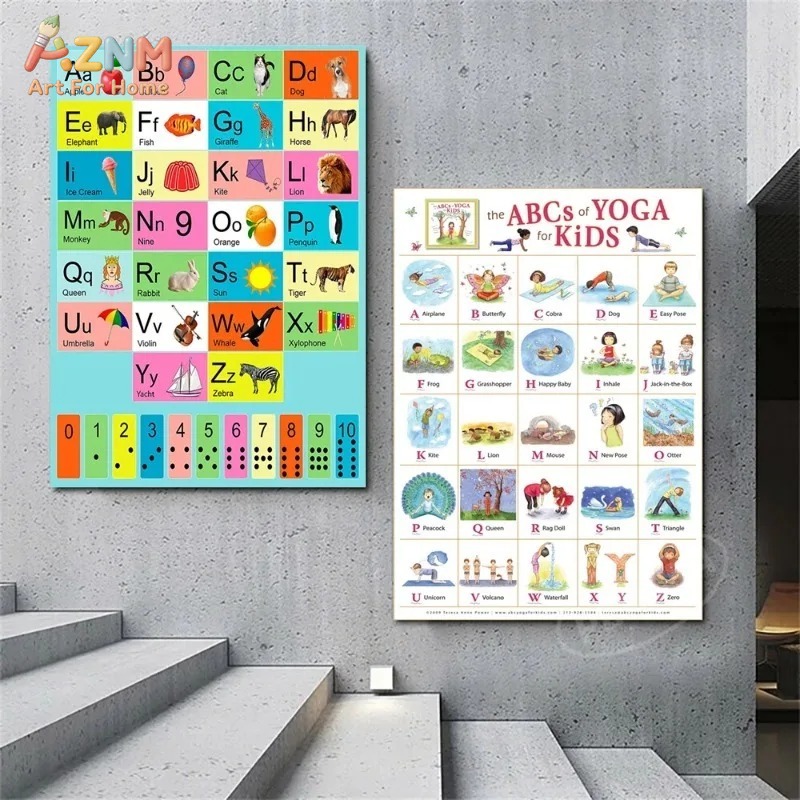 AZNM 프레임리스 캔버스 포스터 어린이 알파벳 교육용 - Kids Yoga Education 리뷰 및 가격