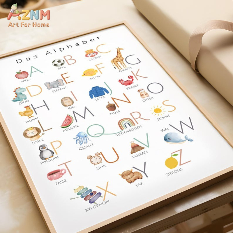 AZNM 독일어 알파벳 숫자 캔버스 벽 예술, Das  - Kids Education Alphabet Numbers 리뷰 및 가격
