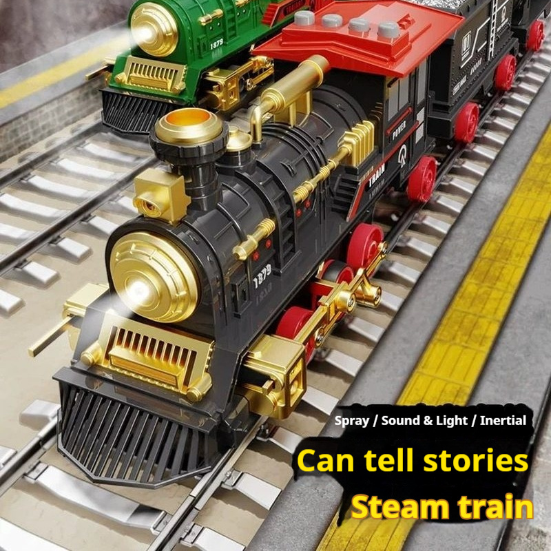 어린이용 전동 레트로 증기 기차 세트 장난감, 트랙,  - Kids Education Story 리뷰 및 가격