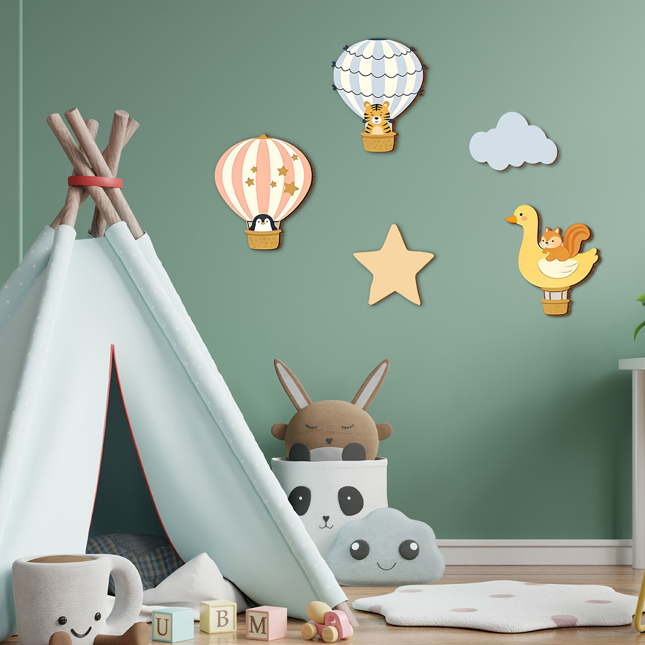 5개 동물 열기구 나무 벽 스티커 보육원 어린이 방 장 - Kids Education Quotes 리뷰 및 가격