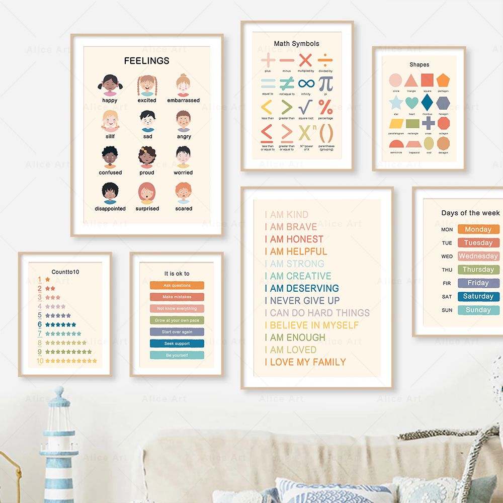 보헤미안 스타일 벽 장식 숫자 알파벳 학습 포스터 유아 - Kids Education Alphabet Numbers 리뷰 및 가격